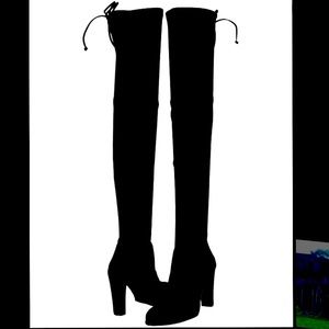 STUART WEITZMAN Boot in Black Suede. Size 7.5 Over-the-knee thigh/high.